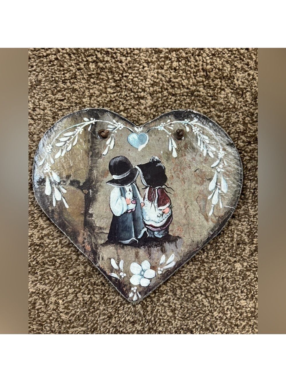 Hand Painted Heart Hanging Slate